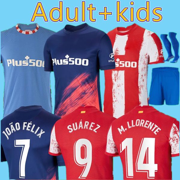 

atletico soccer jerseys 21 22 felix madrid 2021 2022 m. llorente koke saul suarez correa carrasco camiseta football shirts uniforms 23 men k, Black;yellow