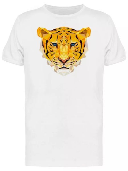 

tiger polygonal style icon men's tee -image by shutterstock, White;black