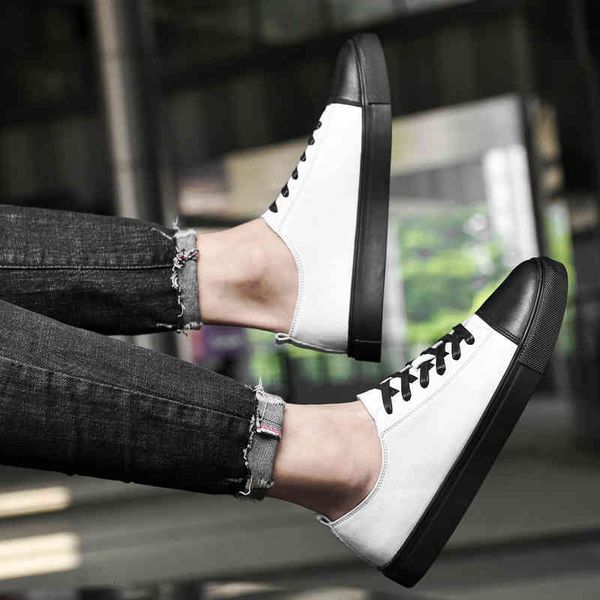

dress shoes 2021 breathable men casual genuine leather flat lace-up sneakers outdoor lightweight comfy driving footwear bd5h, Black