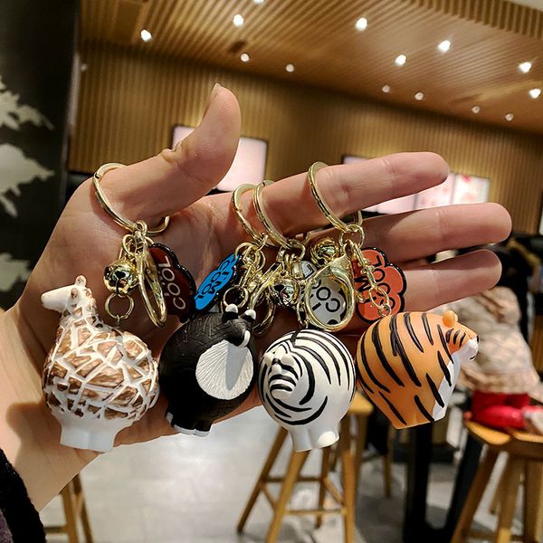

keyring keychain ins metal style creative animal tiger decoration cartoon pendant small commodity, Silver
