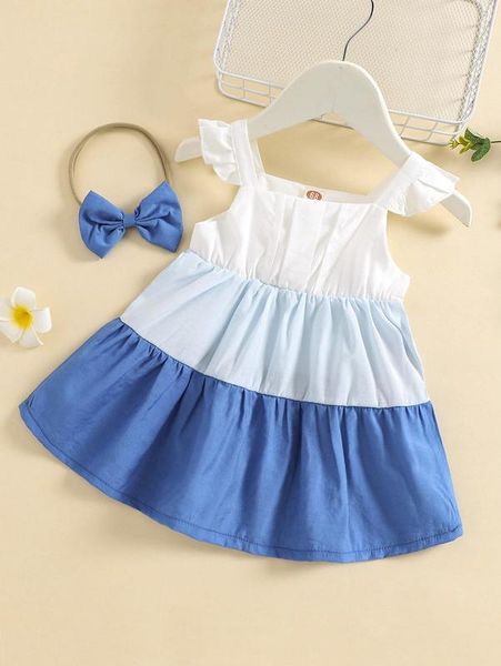 

baby cut and sew ruffle trim dress & headband she, Red;yellow