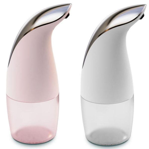 

2x automatic liquid soap dispenser infrared sensor sanitizing hand washing machine pressless foam pink & white