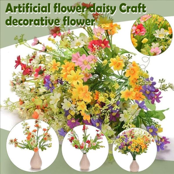 

decorative flowers & wreaths 6pcs multicolor artificial flower faux silk daisy wild cloth indoor outside crafts garden and home decoration #