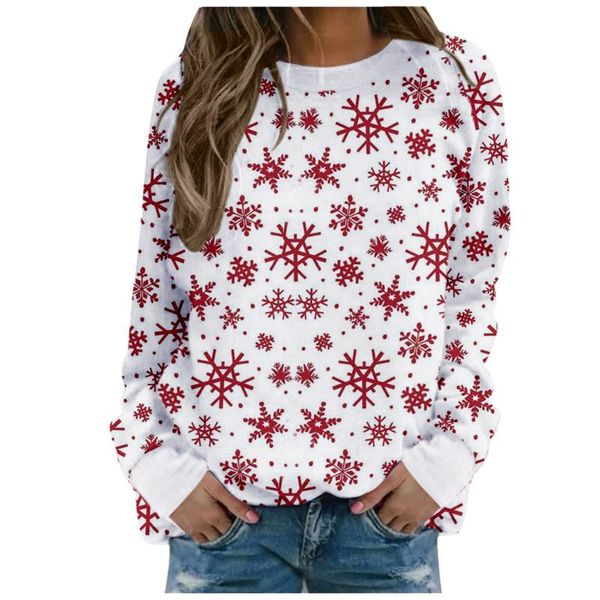 

women's hoodies & sweatshirts christmas print long-sleeved sweatshirt casual blouse pullover o-neck for women, Black