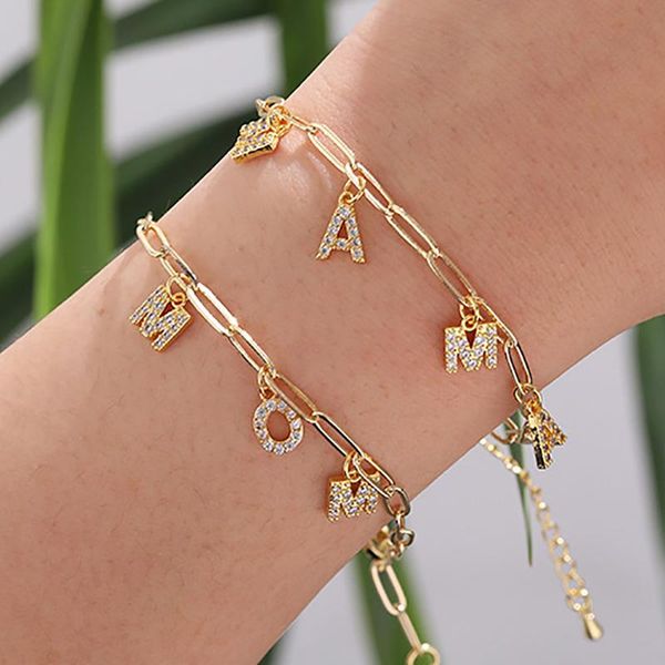 

simple geometric crystal gold chain bangle bracelets for women punk charming mom pendant bracelet mother's day jewelry gift charm, Golden;silver