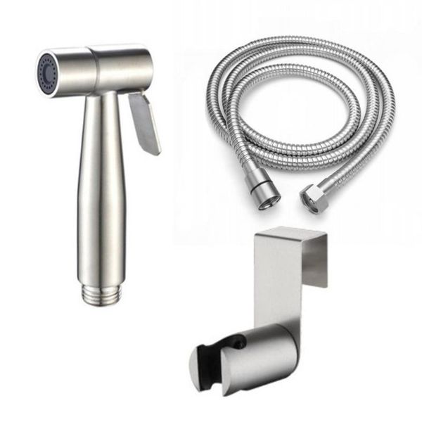 

bath accessory set pressurized shower head sanitary toilet flusher stainless steel hand-held for bathroom