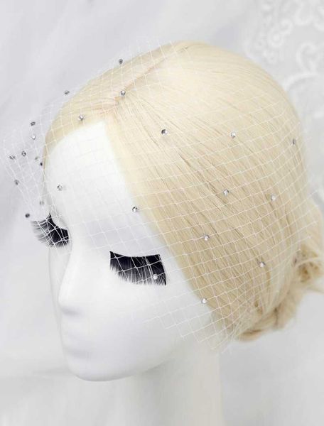 

hair accessories flexible wedding veil white colour diamond mesh bridal headwear cocktail party birdcage
