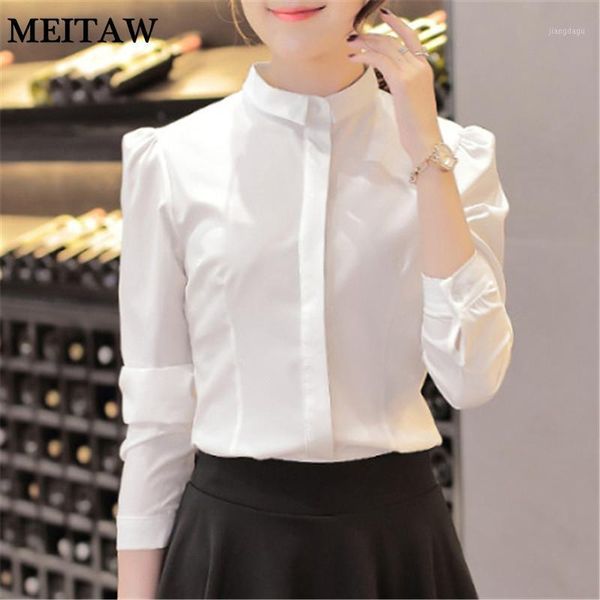 

spring women office blouse shirt korean lady ol style white blusas 2021 casual solid long sleeve slim women's blouses & shirts