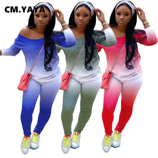 

streettwear gradient sweatsuit womens set long sleeve legging pants set active trasuit two piece fitness outfitby air, White