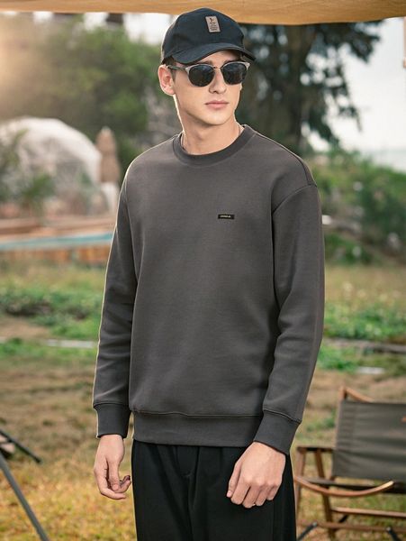 

men patch detail sweatshirt h1lp#, Black