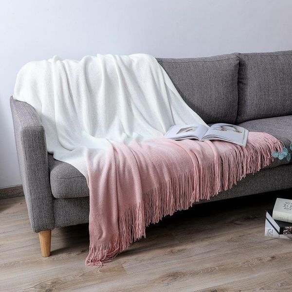 

blankets modern simple sofa blanket cover bed end knitted tassel napping hanging dyeing