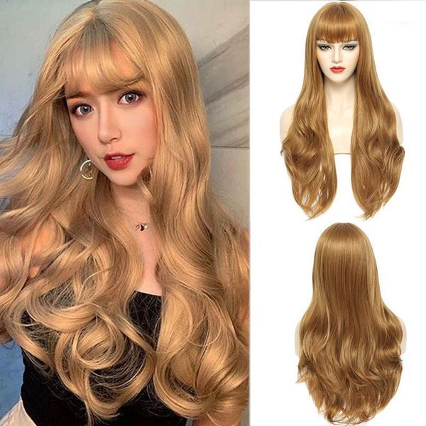 

long wave synthetic hair wigs cosplay headband with bangs fake lolita pink fourteen colors for women heat resistant1, Black