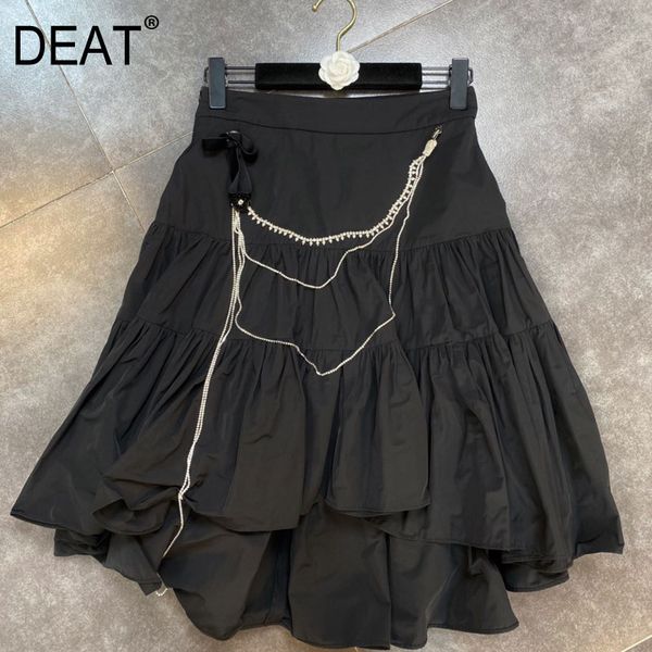

women skirt high waist fashion spring summer ladies solid color chain slim hr462 210525, Black