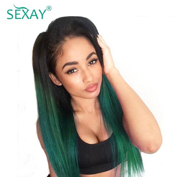 

human hair bulks sexay ombre brazilian straight bundles 3/4pcs lot dark root 1b green pre-colored remy, Black