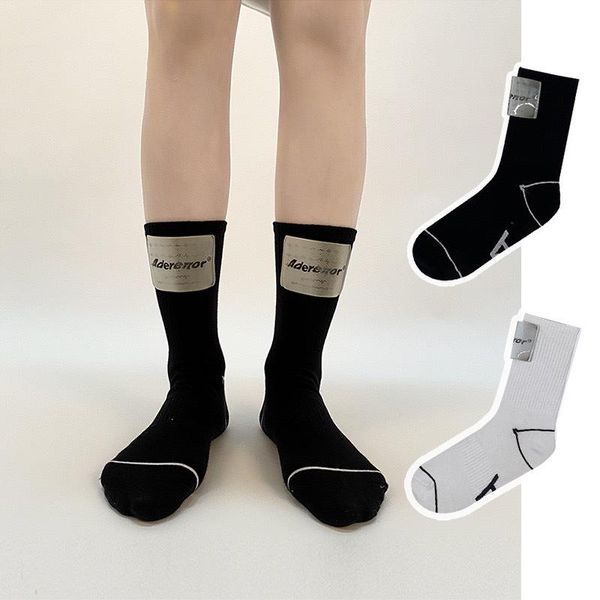 

men's socks laser standard sewing square ader breathable sports street and women's fashion, Black