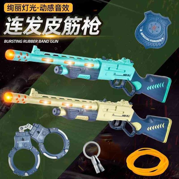 

children's electric music boy sound light rubber band toy gun game props supermarket