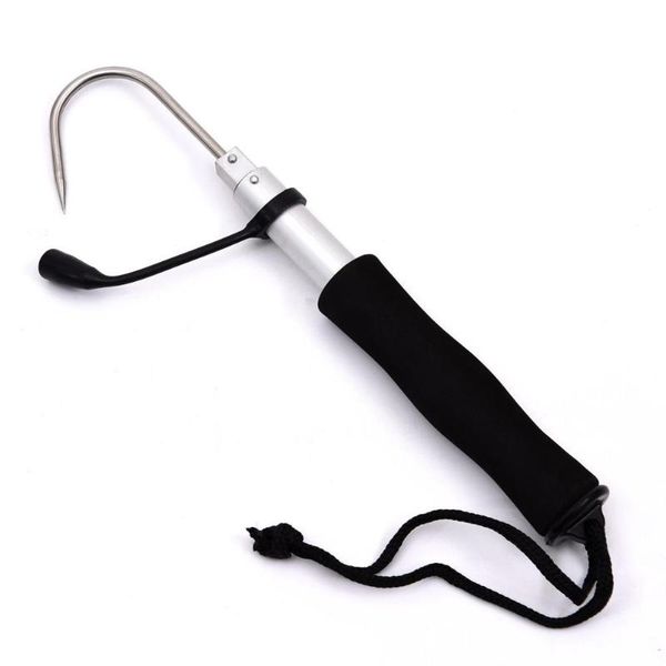 

2021 stainless steel flexible fishing gaff grip holder hook shape fishing spear crank sea fishing gripper control tackle tool