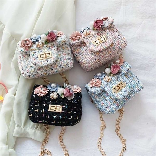 

small girl cross body bag spring autumn cute children flowers applique shoulder fashion kid's accessories 220209