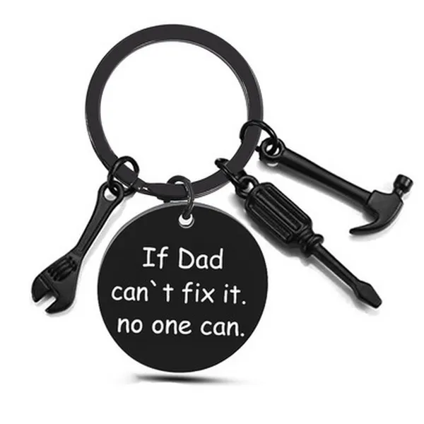 

fashion dad letters black keychains creative hammer screwdriver wrench keyring handbag decor hanging pendant fathers day gifts, Silver