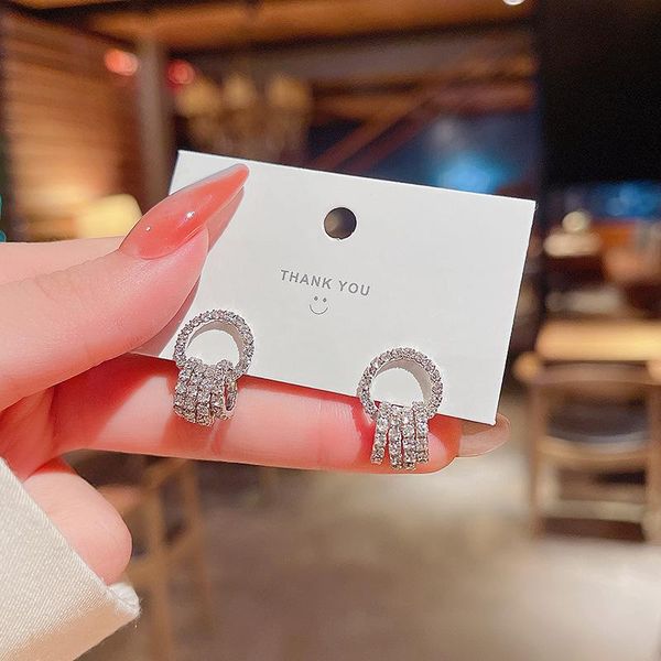 

dangle & chandelier fashion geometric women trendy stud earrings bow circle sweet female cute jewelry, Silver