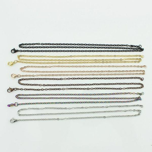 

chains 50cm stainless steel link chain necklace fit for 30mm floating locket pendant silver rose gold black chocolate drop