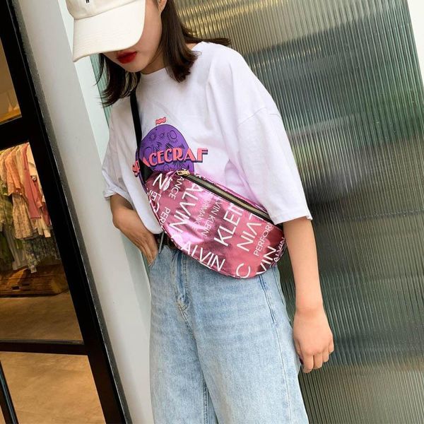 

luxury women chest bag shoulder belt waist pack designer pu phone pouch hip fanny bright color hand purse female bags