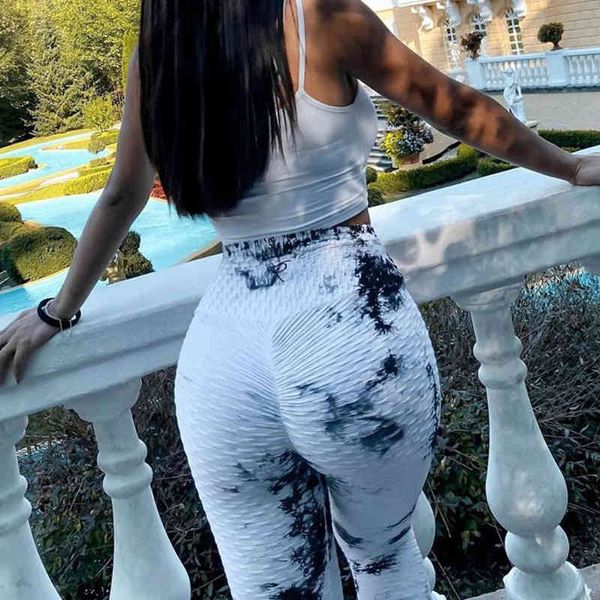 

women high waist workout leggings seamless tie dye fitness legging butt lifting scrunch stretch legins gym sports slim pants, Black