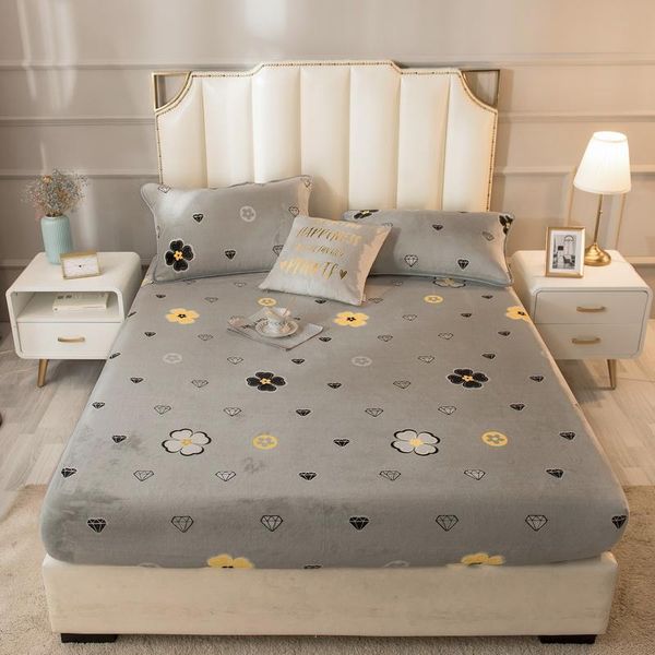 

sheets & sets fitted sheet home bed linen winter warm with elastic bands soft mattress cover velvet bedspread double queen sabanas 180x200cm