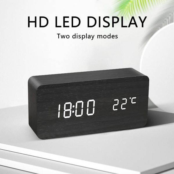 

other clocks & accessories alarm clock led wooden watch table voice control digital wood despertador usb/ powered electronic desktop
