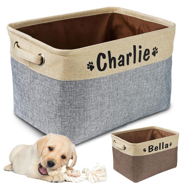 

kennels & pens personalized pet dog toy storage basket canvas bag foldable toys linen box bins accessories supplies