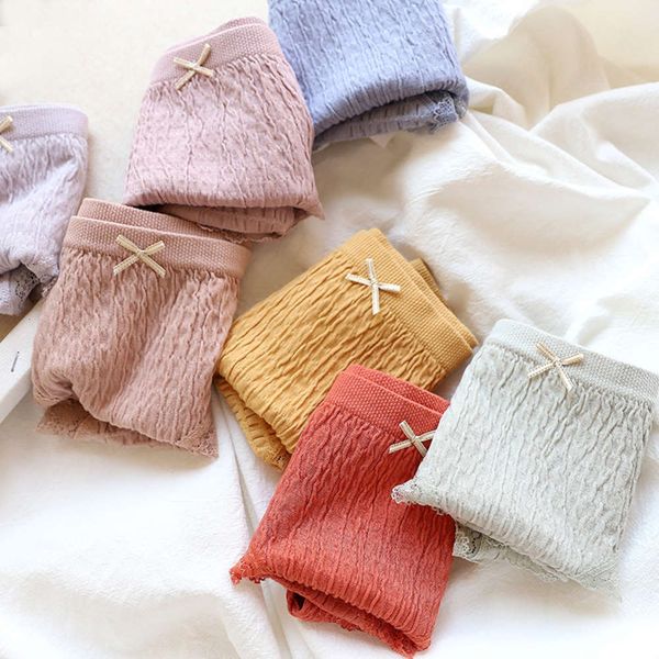 

girls' seamless bubble women's traceless middle waist lace side girls' briefs large, Black;pink