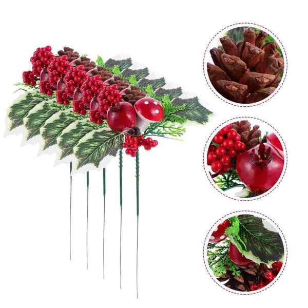 

decorative flowers & wreaths 5pcs fake berry branch ornaments christmas tree decors diy po props