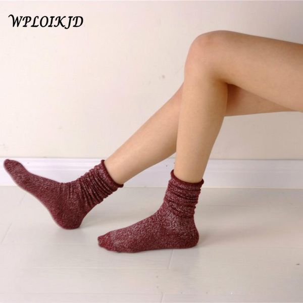 

[wploikjd]funny shiny glitter meias edge elegant heap calcetines mujer long candy color socks women cotton happy & hosiery, Black;white