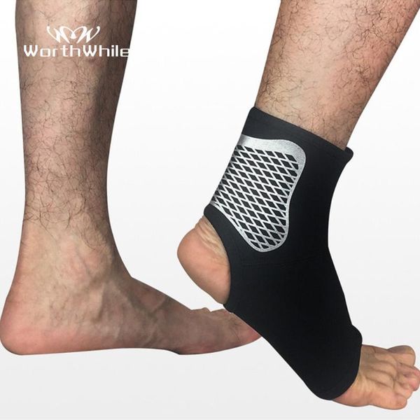 

ankle support worthwhile 1pc sports gym fitness compression elastic protective gear foot straps brace for football running, Blue;black