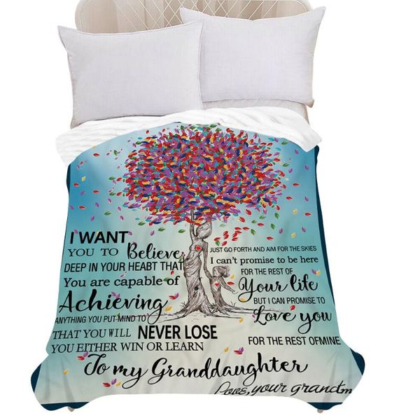 

blankets sunflower love family letter to children 3d print velvet home sofa sherpa blanket for beds warm fleece camping quilt