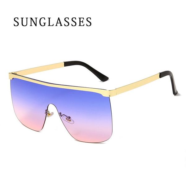 

sunglasses ladies rimless cut-edge with uv protection personality metal one-piece large frame, White;black