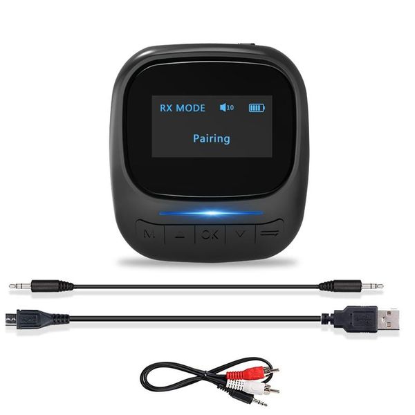 

& mp4 players bluetooth 5.0 audio transmitter receiver oled display aptx ll aac stereo wireless adapter aux rca for tv car pc speaker
