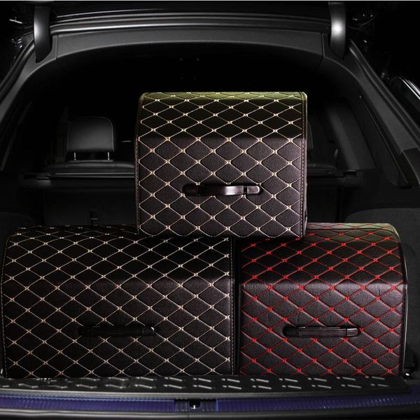 

car organizer storage bag pu leather trunk box folding stowing tidying for suv