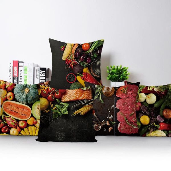 

cushion/decorative pillow nordic style retro kitchen seasoning printed pillowcase sofa cushion case bed cover car linen