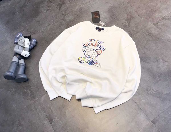 

fashion fleece hoodies chao brand sweater for men women in spring summer, Black