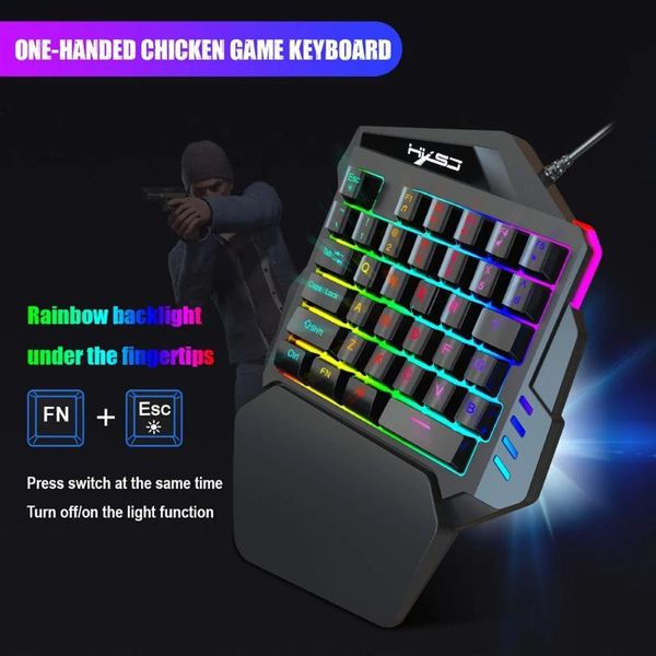 

keyboard mouse combos a869 rgb ergonomic wired gaming set v100 35 keys single-hand game p6 portable keypad converter combo