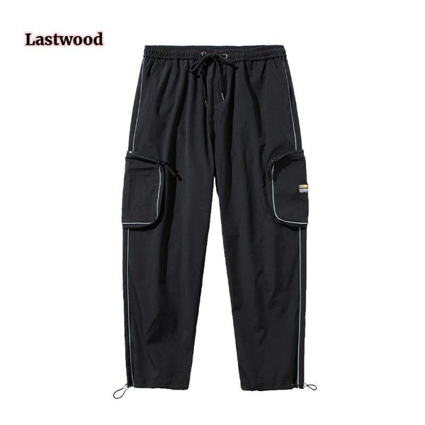 

mens sweatpants joggers fashion jogging pants 2021 men trouser tracksuit fitness multiple pockets male cargo trousers men's, Black