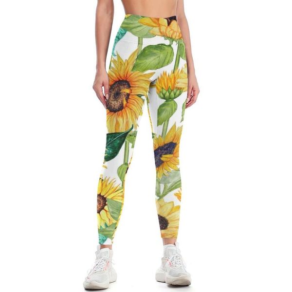 

yoga outfit sunflower leggings pattern female pants waterproof basic home