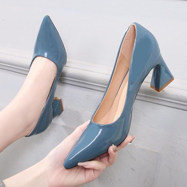 

dress shoes 2021 women's high heels bride party mid heel pointed toe shallow mouth women office female, Black
