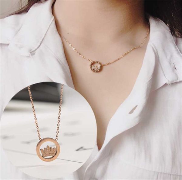 

chains 316l stainless steel round frosted crown lady necklace no fade wholesale items collares de mujer, Silver