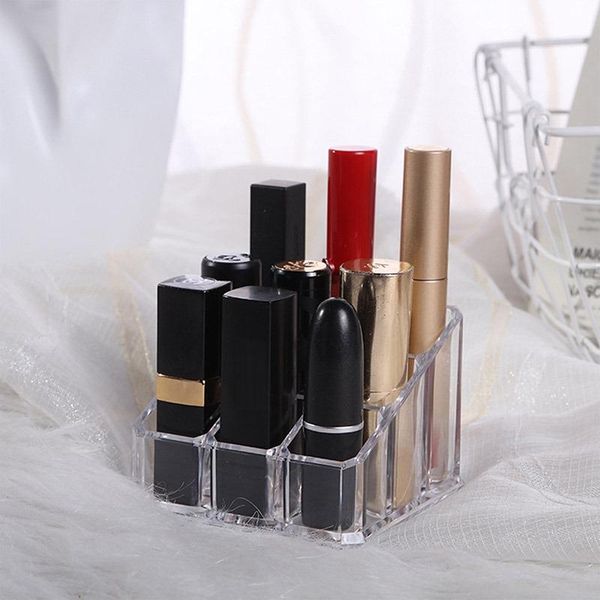 

storage boxes & bins 9/12 grids acrylic lipstick stand holder transparent deskdisplay organizer box cosmetic nail polish