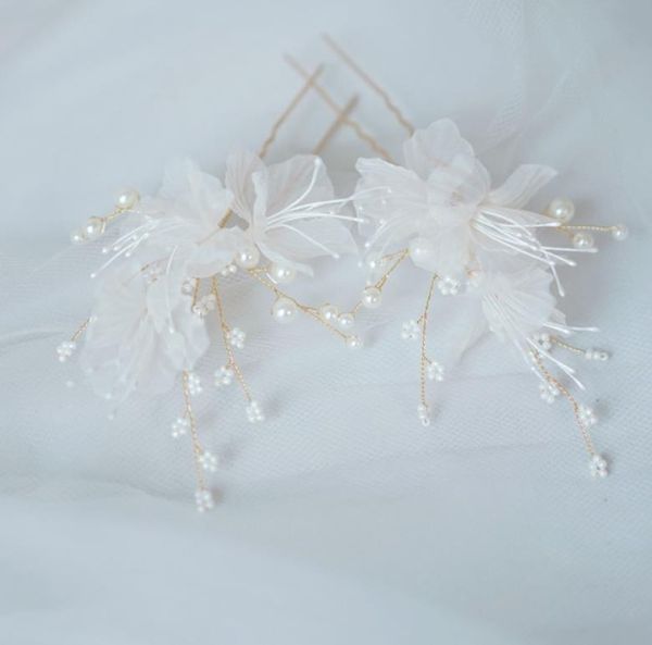 Hair Jewelryhair Jewelryyarn Flower Pins Clipes de noiva P￩rolas J￳ias de casamento Peda