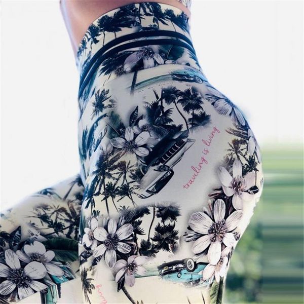 

yoga outfits 3d digital print fitness leggings women pants high waist sport running floral push up elastic workout casual, White;red