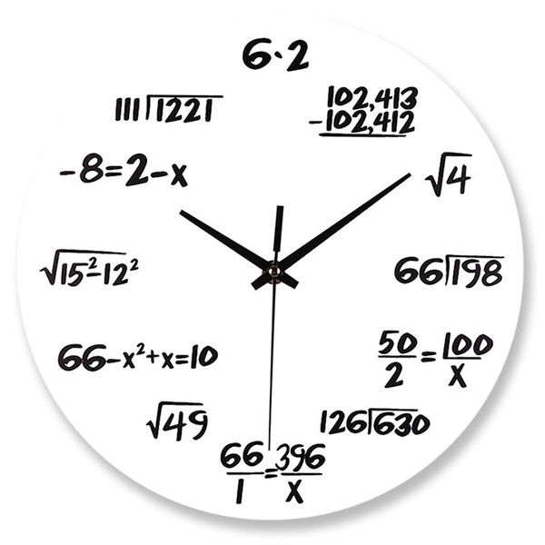 

wall clocks white large clock mathematics silent math equations polytechnic digital