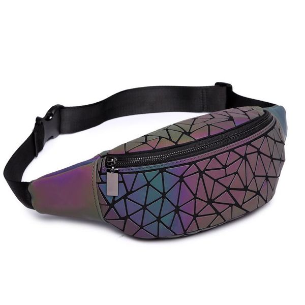 

fashion luminous waist bags for women 2021 fanny packs belt bag leather chest handbag geometry